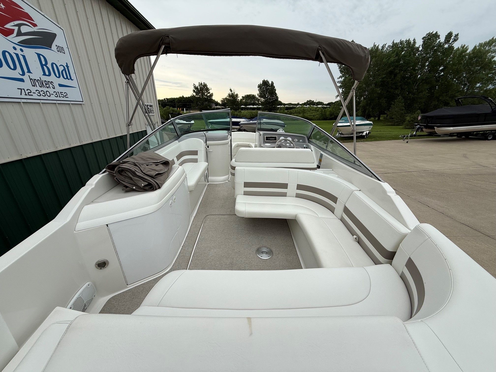 Interior view of a 1998 Formula Thunderbird boat at the dock.