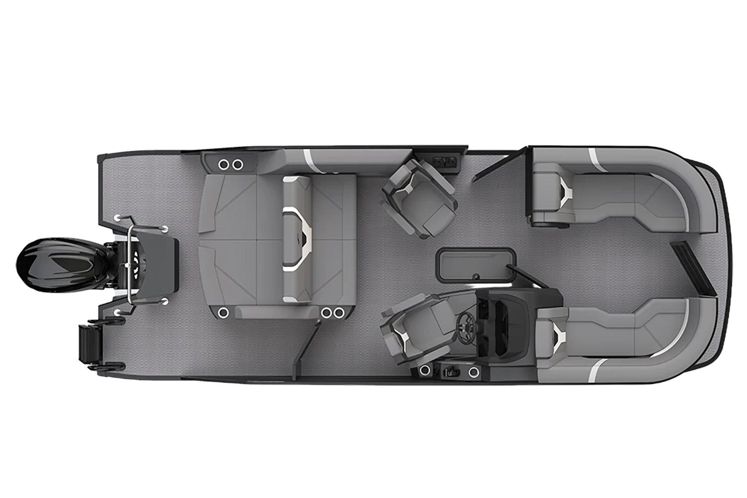 Manufacturer Provided Image: Top view of 2026 Evotti 721CS pontoon boat with seating and motor.