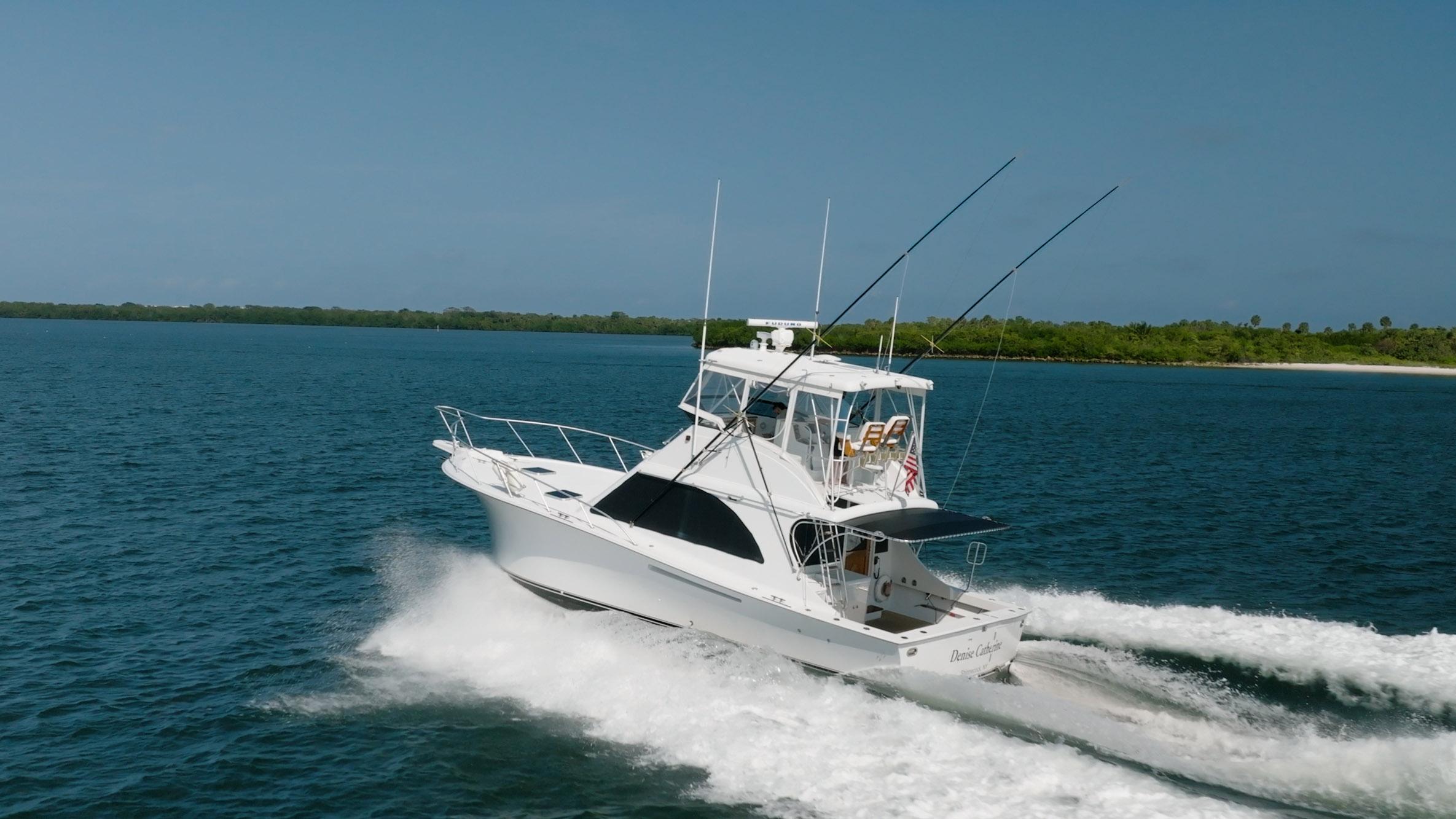 1991 Jersey 42 Convertible Sportfisherman cruising on open water.