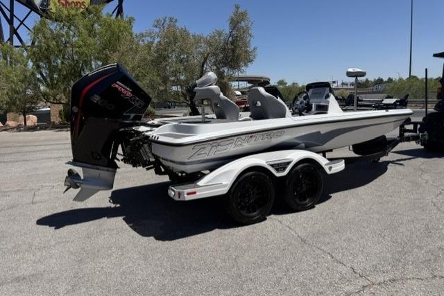 2026 Nitro Z19 XL Pro boat with powerful outboard motor on a trailer.