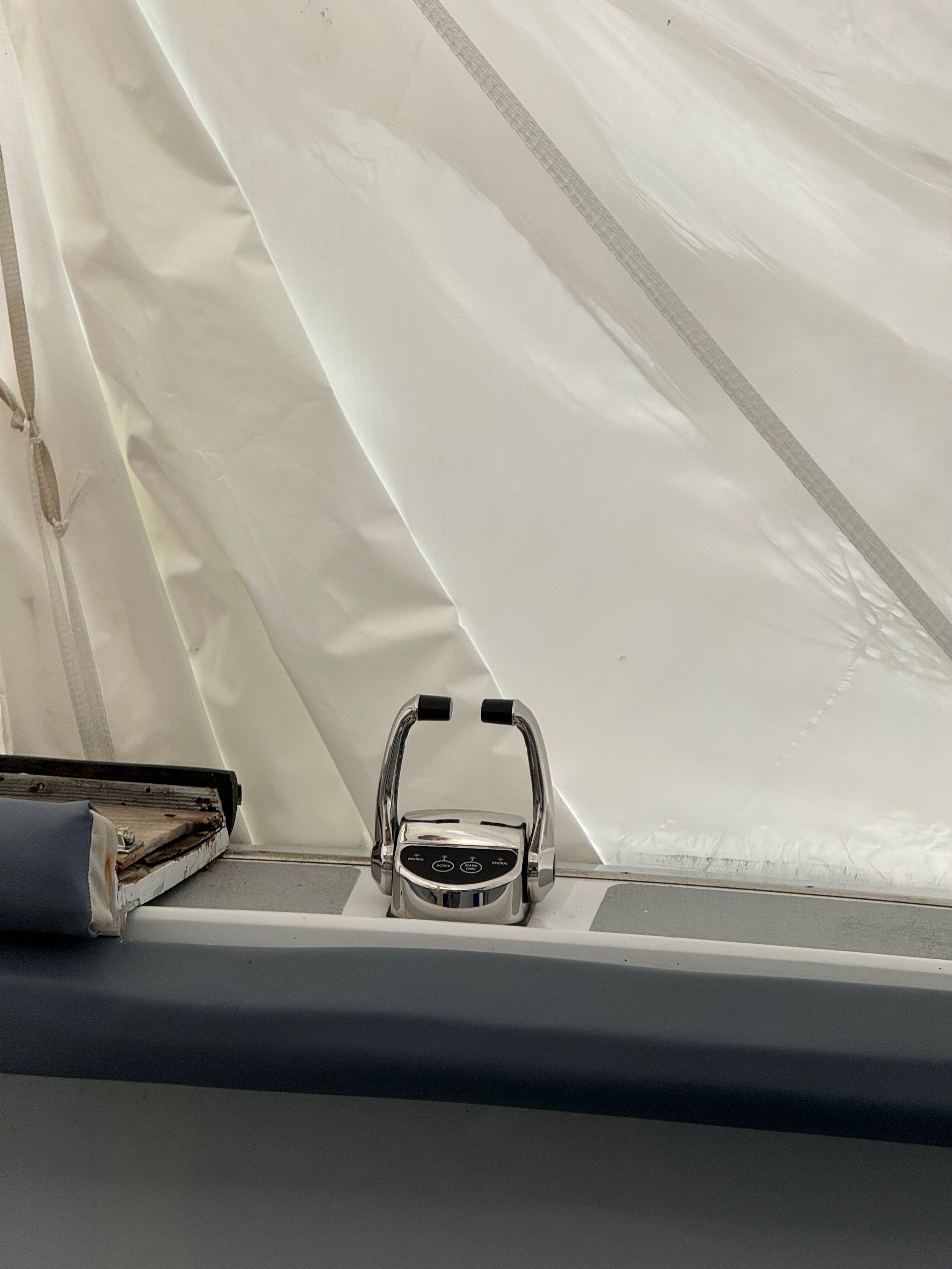 Close-up of a 1989 Black Watch Custom 35 boat interior detail.