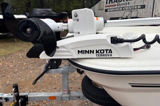 2026 Mako Pro Skiff 17 CC with Minn Kota Terrova trolling motor on trailer.