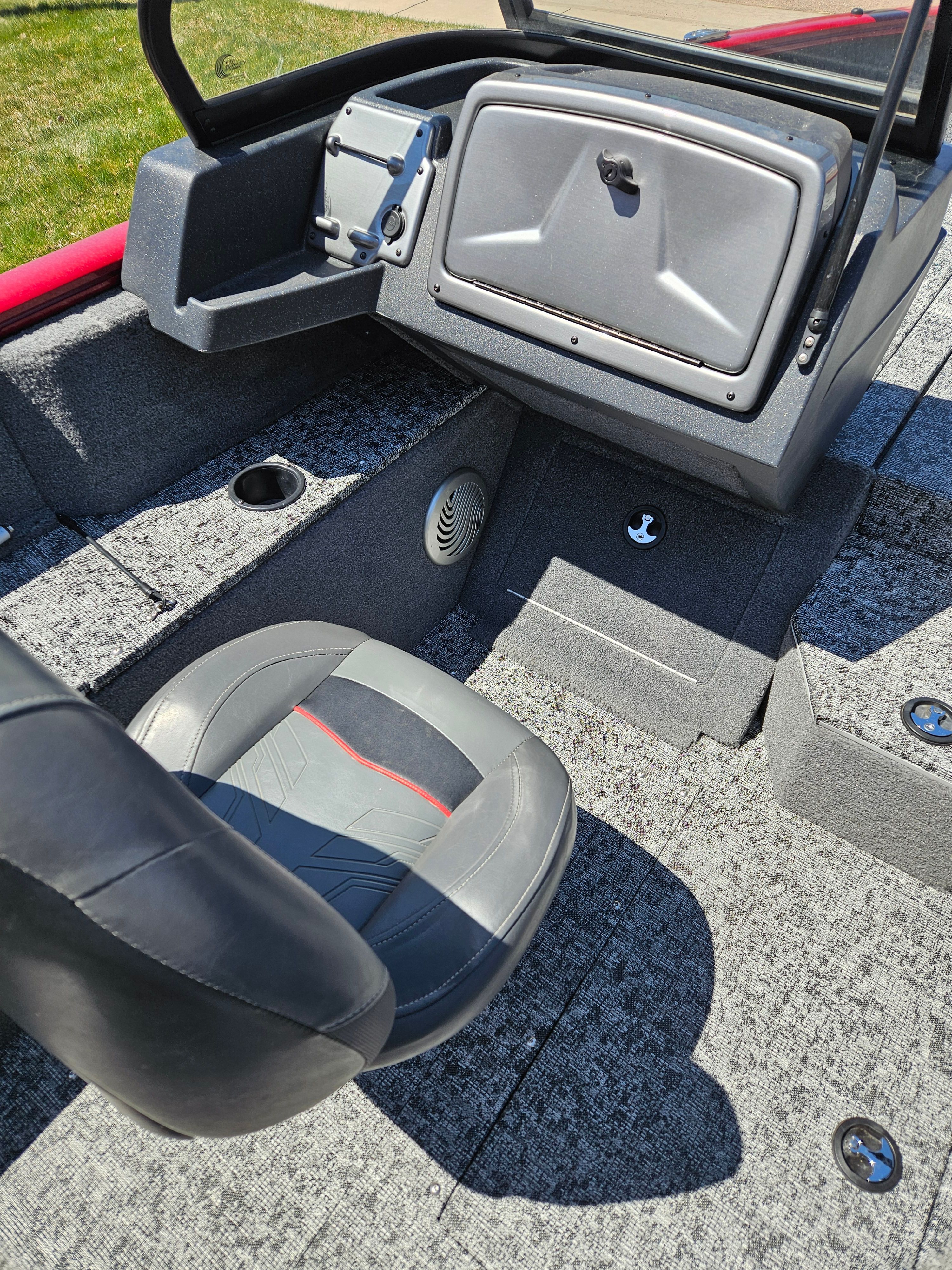 Interior of a 2021 Tracker Pro Guide V-175 WT boat.