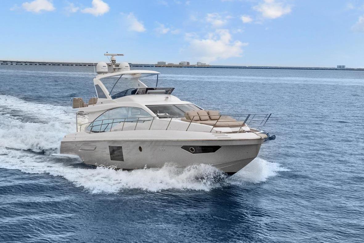 Luxury yacht Azimut 55 from 2019 on open sea.