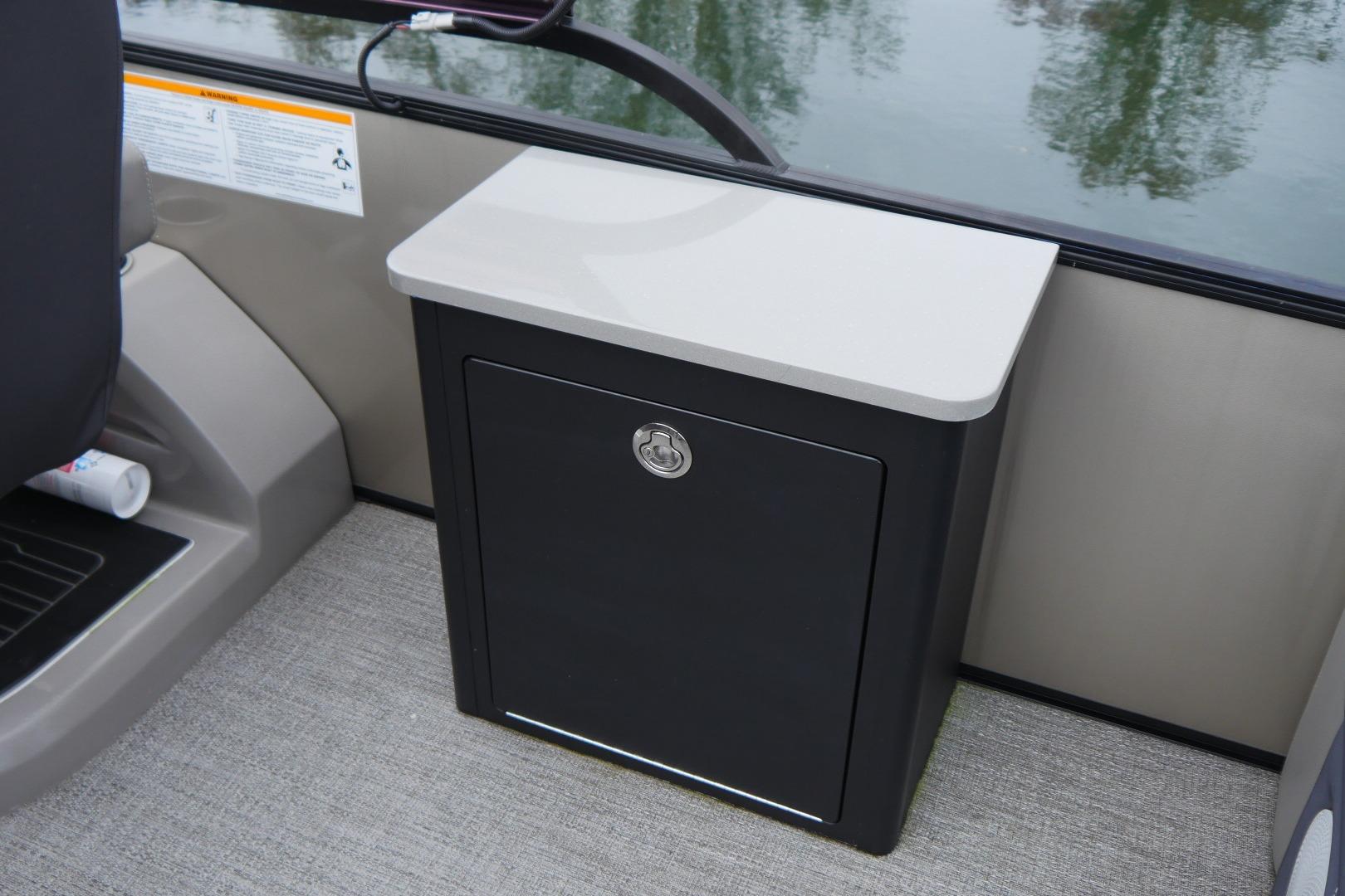 2023 Barletta CORSA 25UE boat interior with sleek storage compartment.