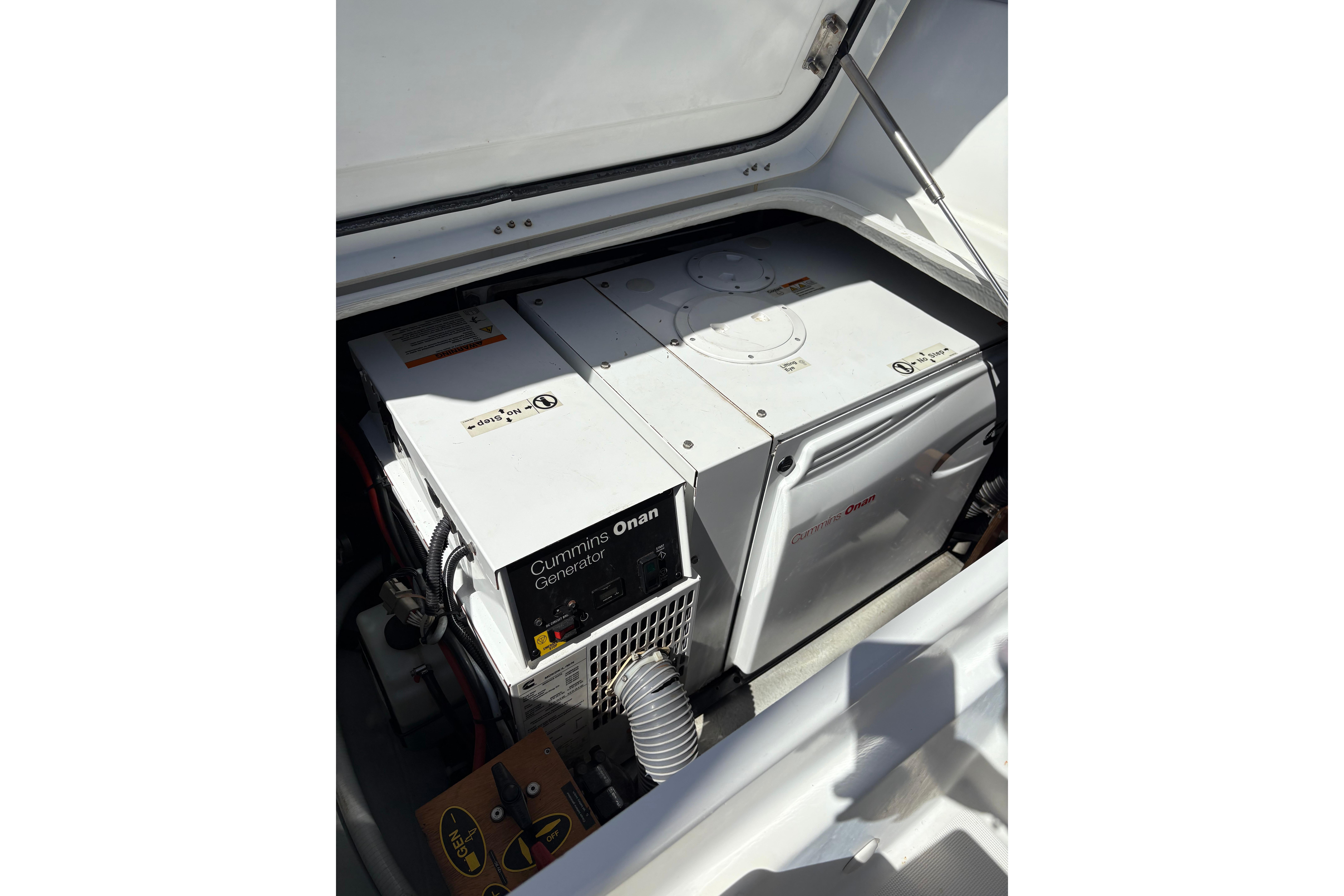 Cummins Onan generator in 2018 Lagoon 450 yacht engine compartment.