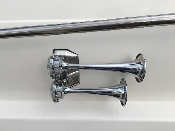 Chrome horns on a 2004 Cruisers Yachts 3372 Express boat.