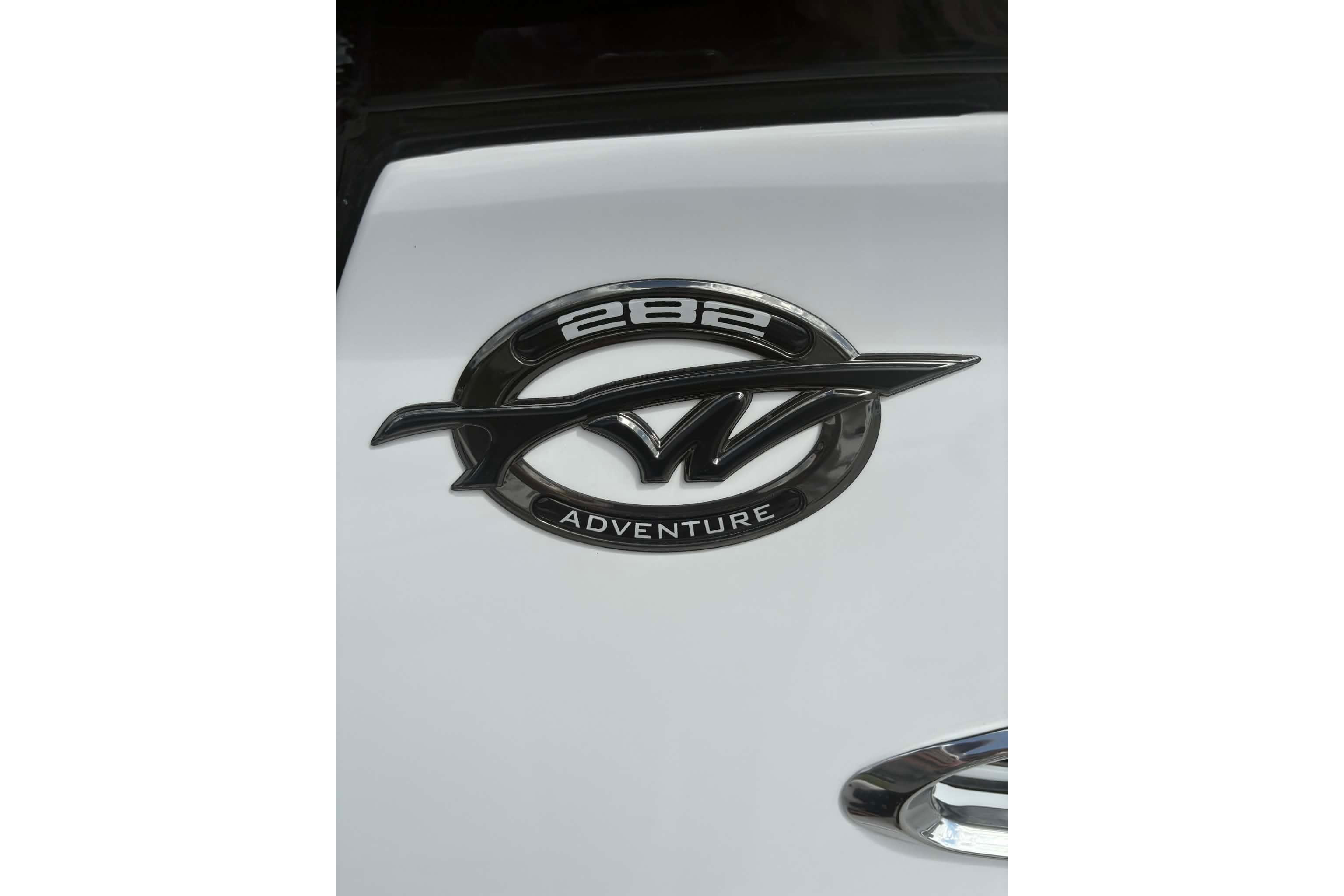 2026 Tidewater 282 CC Adventure logo on a sleek white surface.