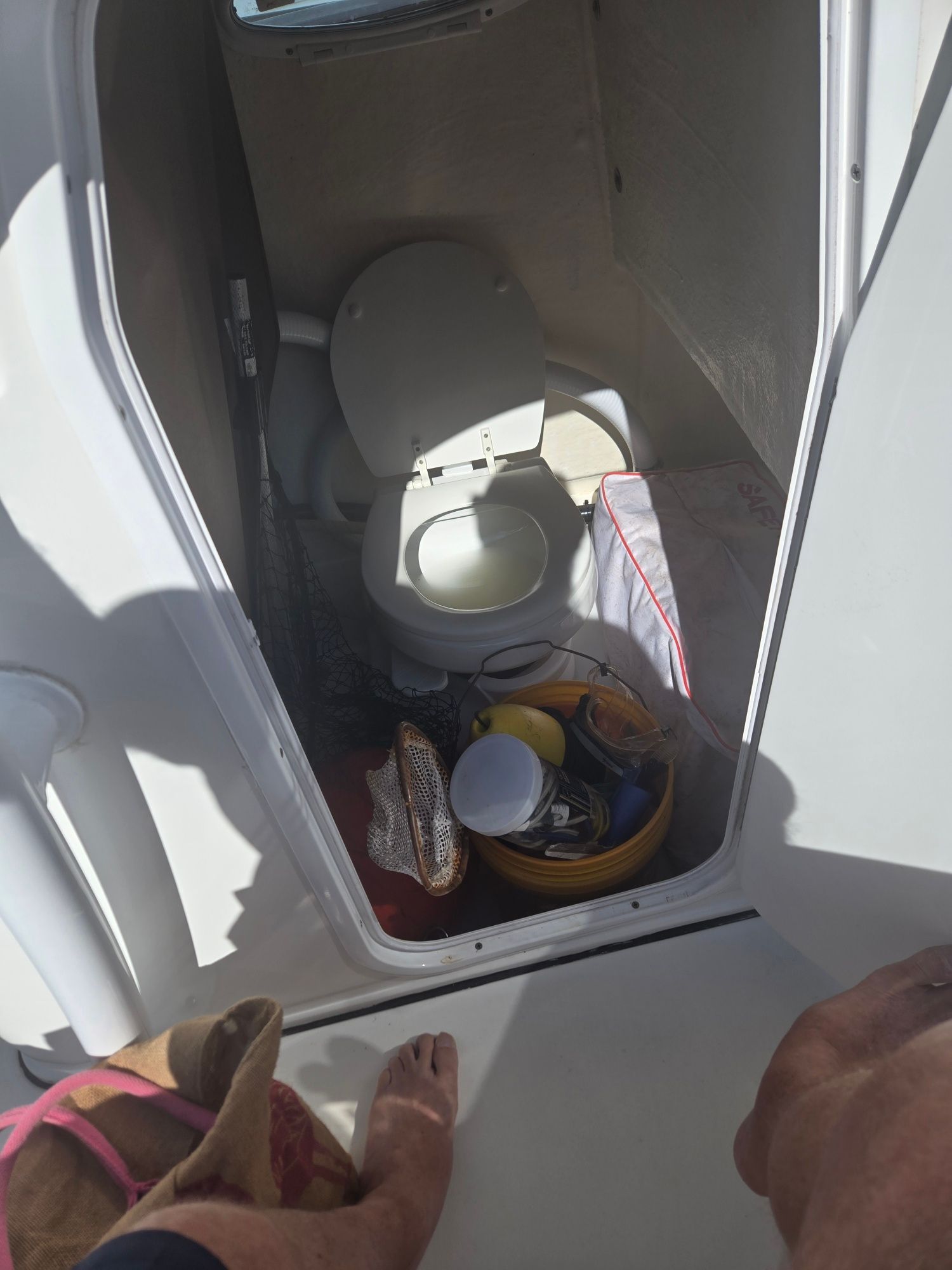 Interior of a 2018 Sea Pro 21.9 yacht with toilet.