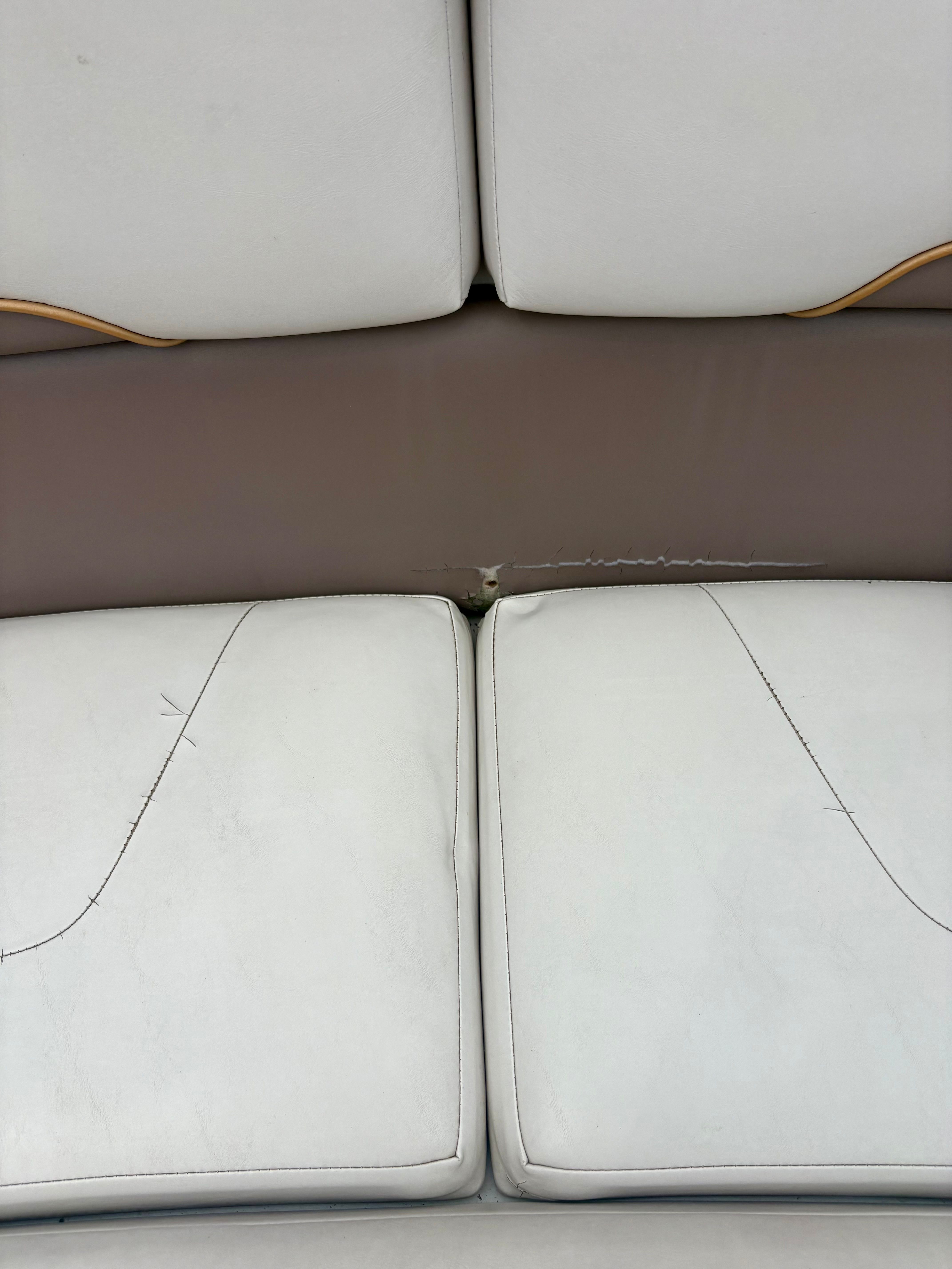 Worn seats of a 1995 Cobalt 252 boat.