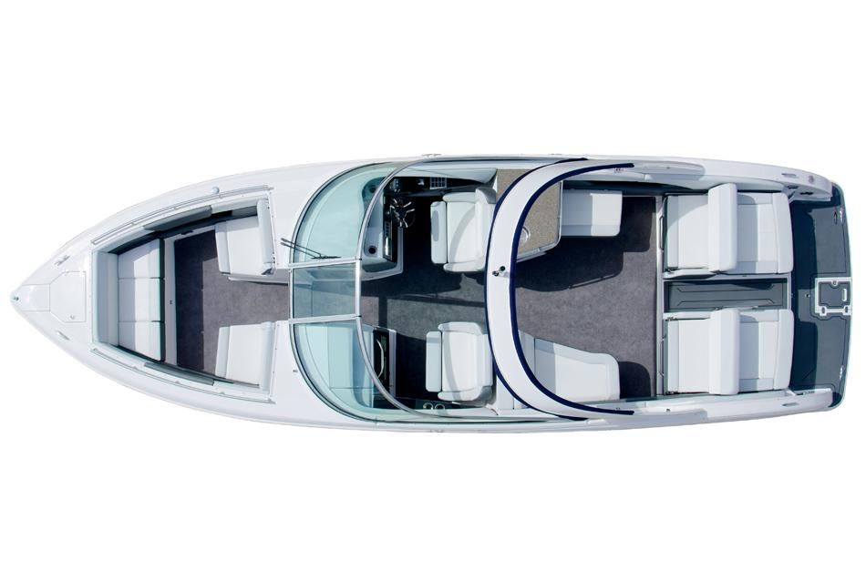 2013 Regal 3200 Bowrider boat interior layout, top view.
