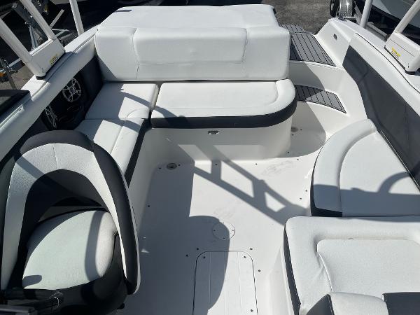 2018 Bryant Speranza boat interior with white seating and modern design.