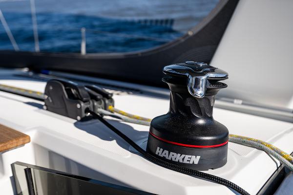 Harken winch on Beneteau Oceanis 38.1, 2021, on the water.