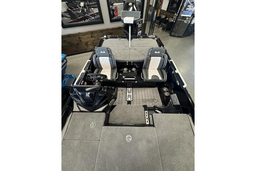 2026 Bass Cat Lynx STS boat interior with dual seats and modern dashboard.