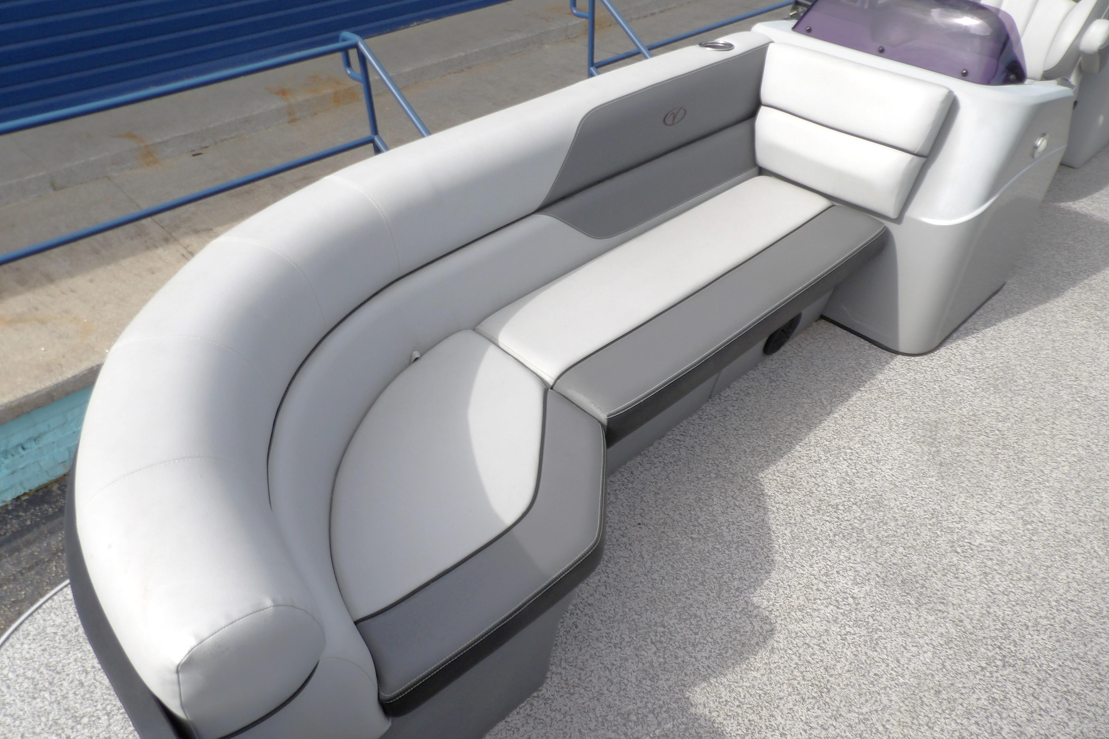 2022 Veranda Vista View 22RC boat with sleek gray seating and modern design.