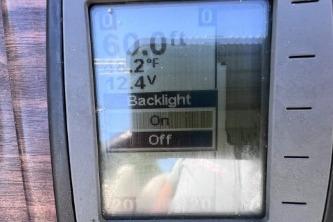 Close-up of Avalon Tahoe 2012 display showing temperature, voltage, and backlight settings.