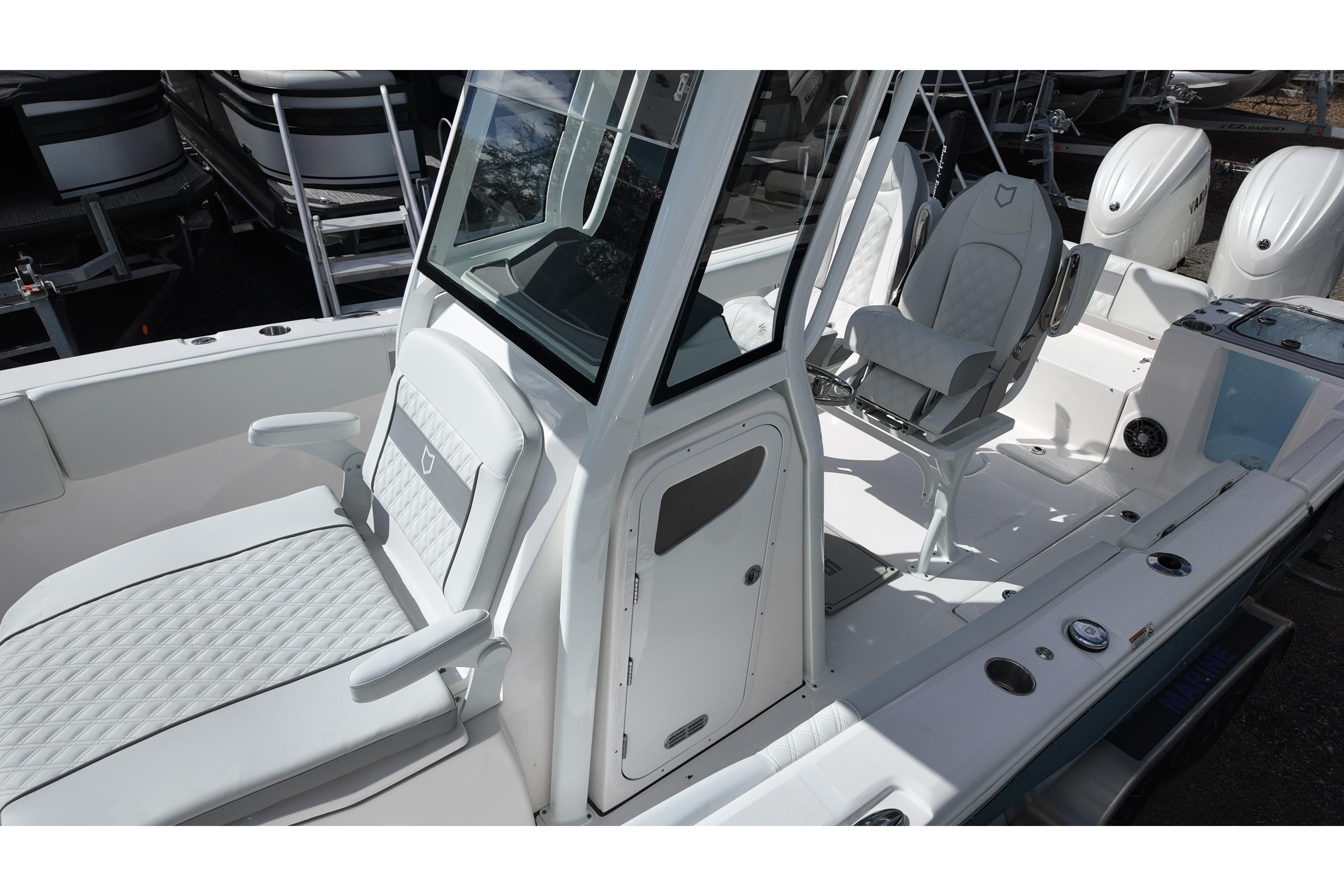 2026 Sea Fox 268 Commander boat interior with sleek seating and modern design.