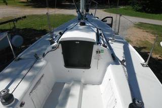 2006 J Boats J 80 sailboat cockpit with rigging and seating.