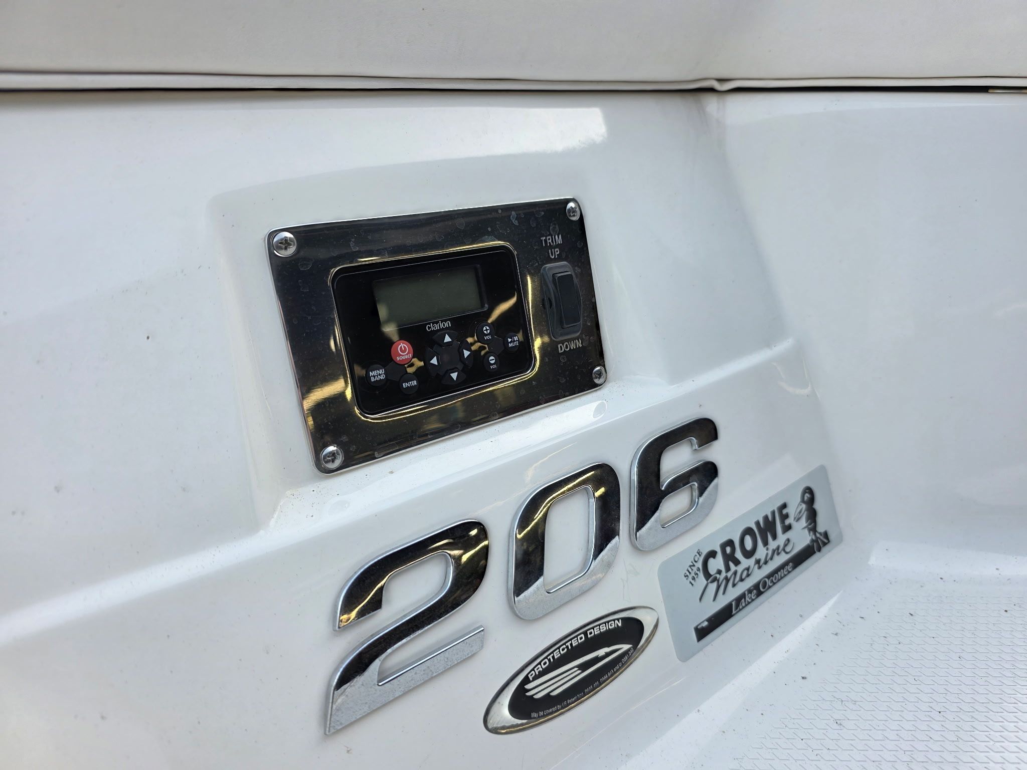 Close-up of a boat section with controls and labeling.