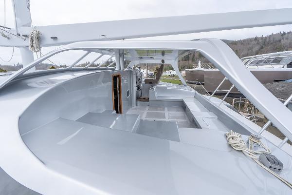 Modern 2025 Shuttleworth 52 AeroRig yacht deck with sleek design and spacious layout.