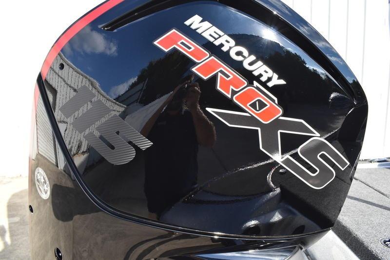 2026 Triton 179 TrX with Mercury Pro XS 115 engine, close-up view.