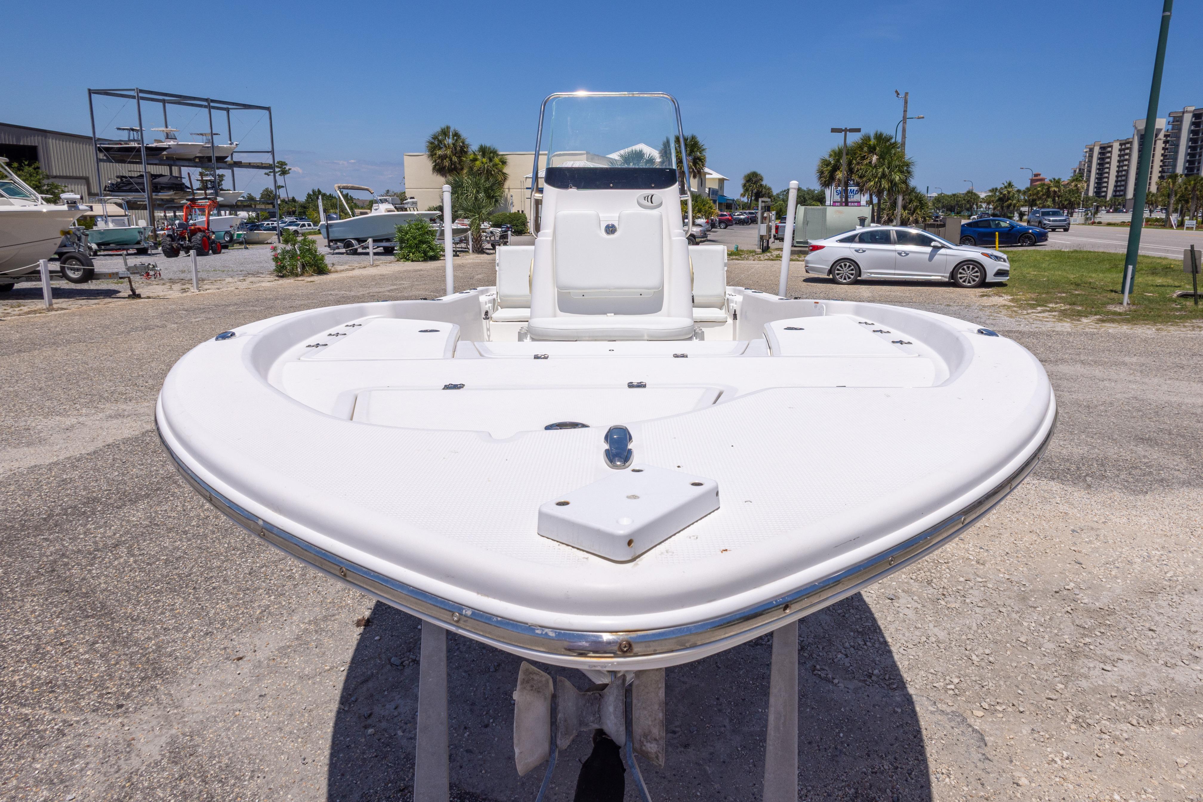 2011 Sea Fox 200XT boat displayed outdoors on a sunny day.