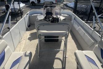 2023 Suntracker G3 Select 322 CC pontoon boat interior with seating and steering console.