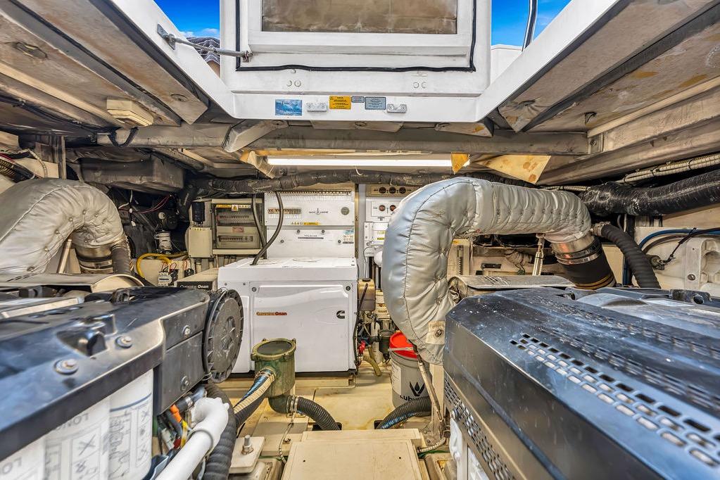 Engine room of 2012 Fairline Targa 58 yacht, showcasing machinery and equipment.