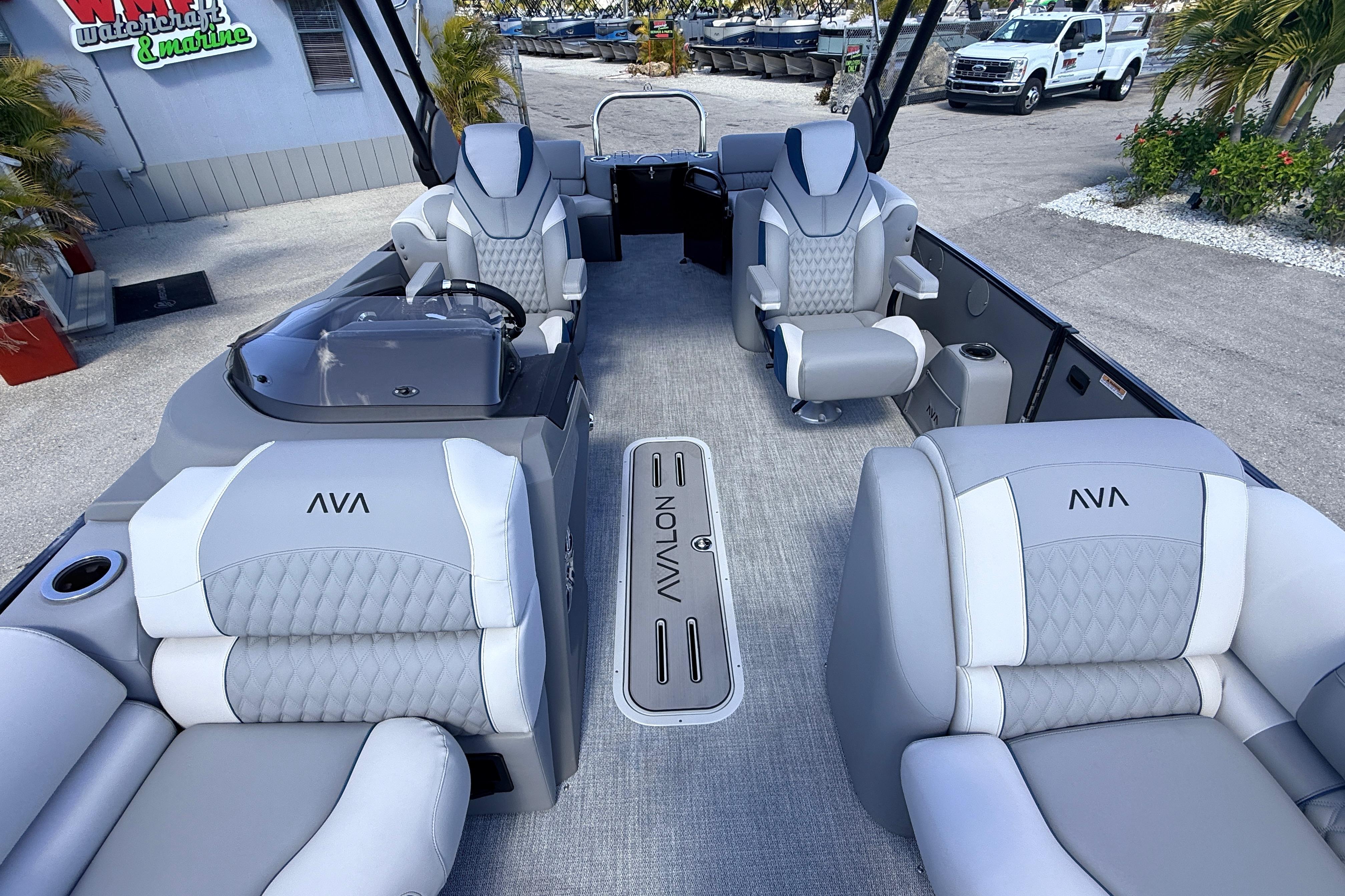 2026 Avalon 2385 Catalina Quad Lounger, Tri Toon High Performance boat interior with luxurious seating.