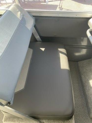 2025 Spartan 2600 Olympia interior seat with gray upholstery and modern design.