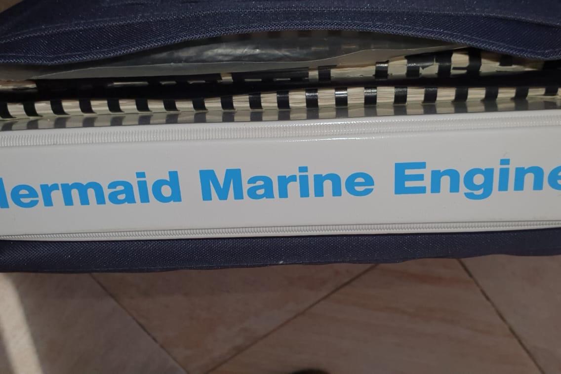 Binder labeled "Mermaid Marine Engines" for Fairey Spearfish MKIII, 1989 model.