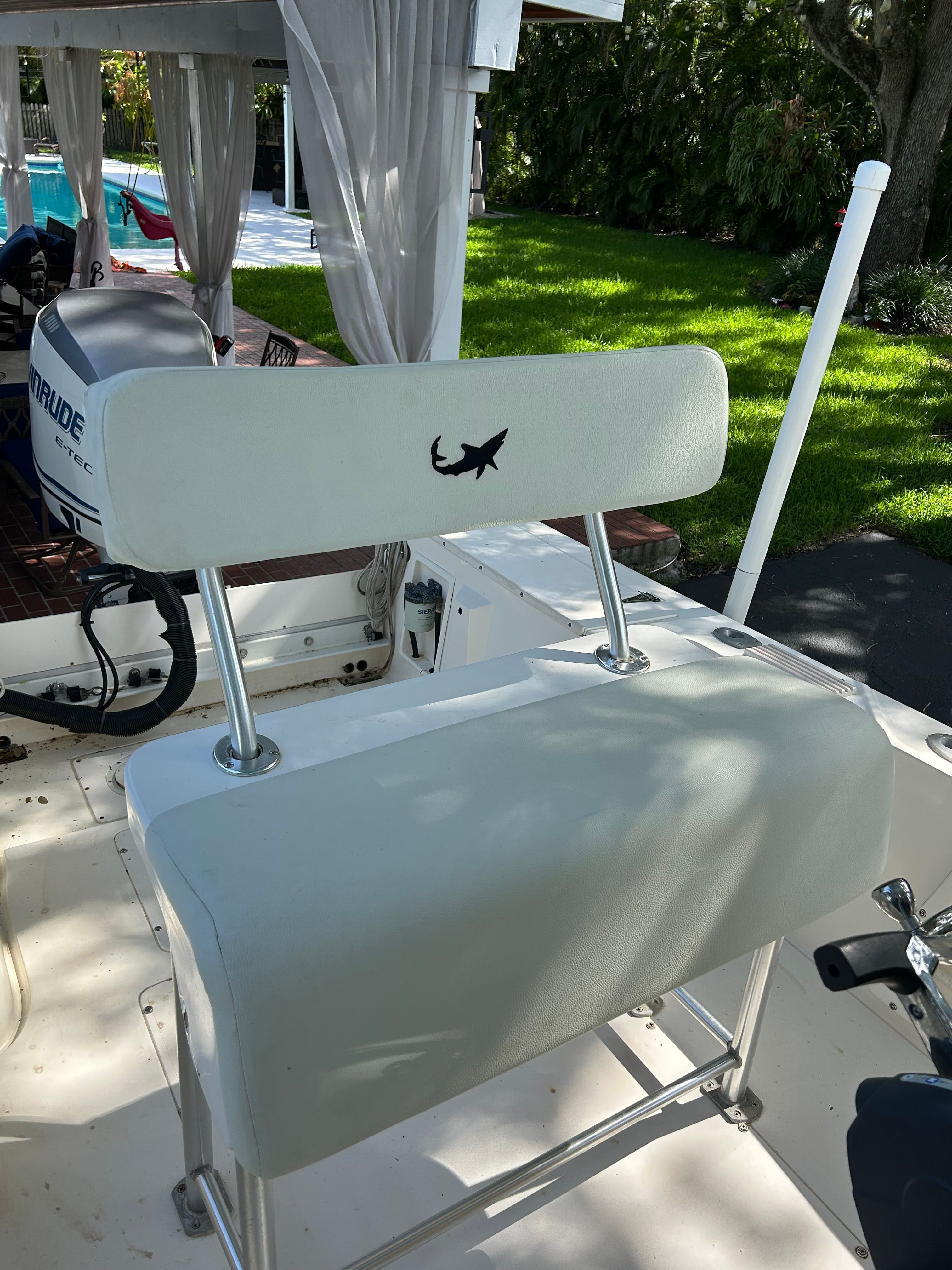 Mako 221 boat seat with shark logo, year 1992.