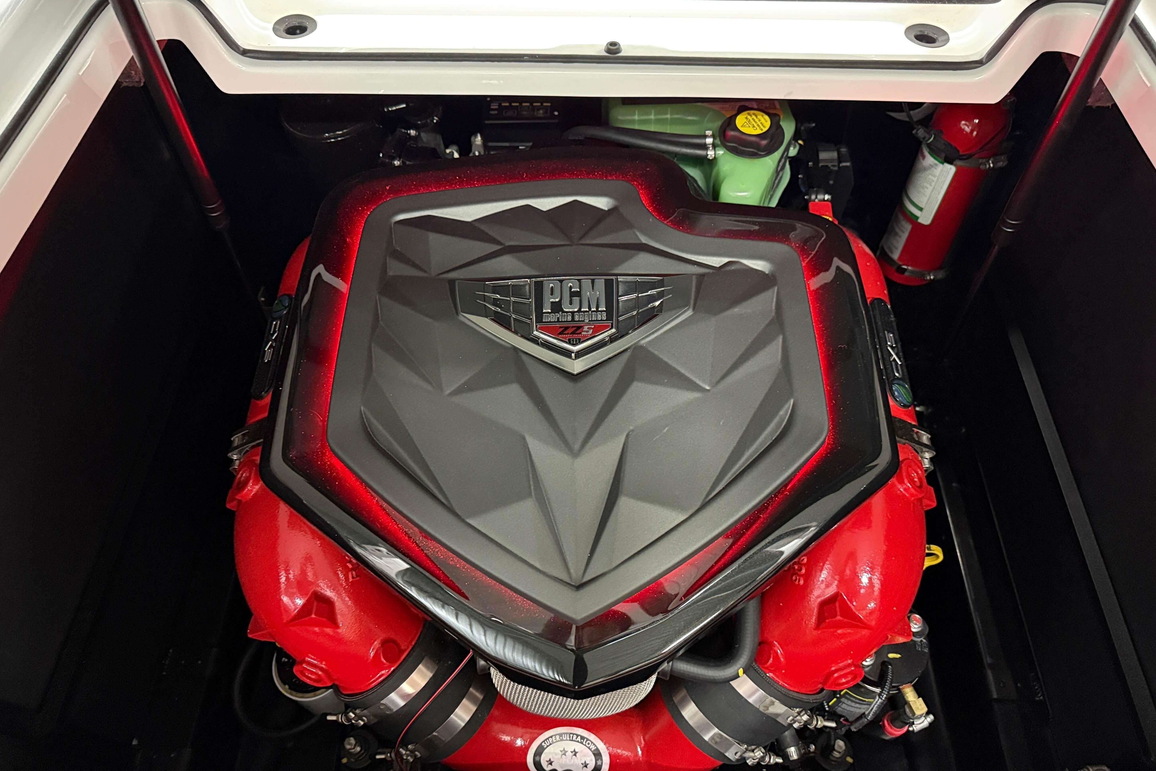Engine of 2026 Nautique Super Air Nautique S23, featuring PCM branding and red accents.
