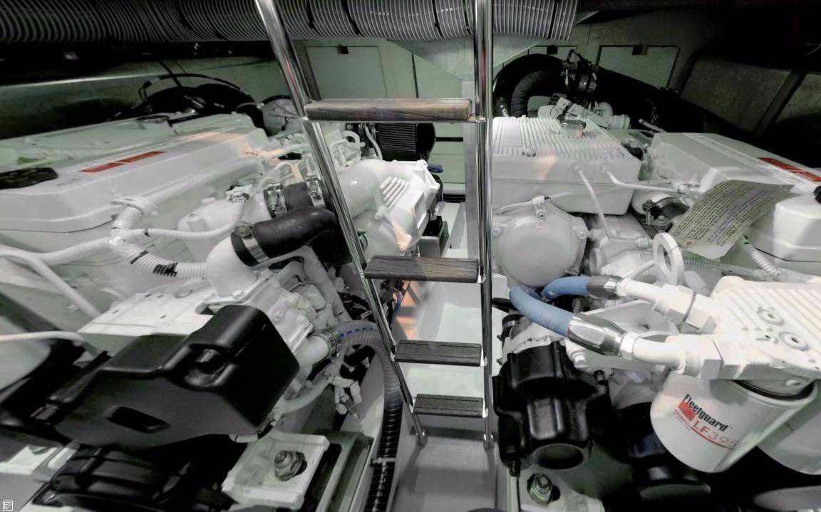 Manufacturer Provided Image: Engine room of a 2017 Jeanneau Velasco 43 yacht with twin engines.