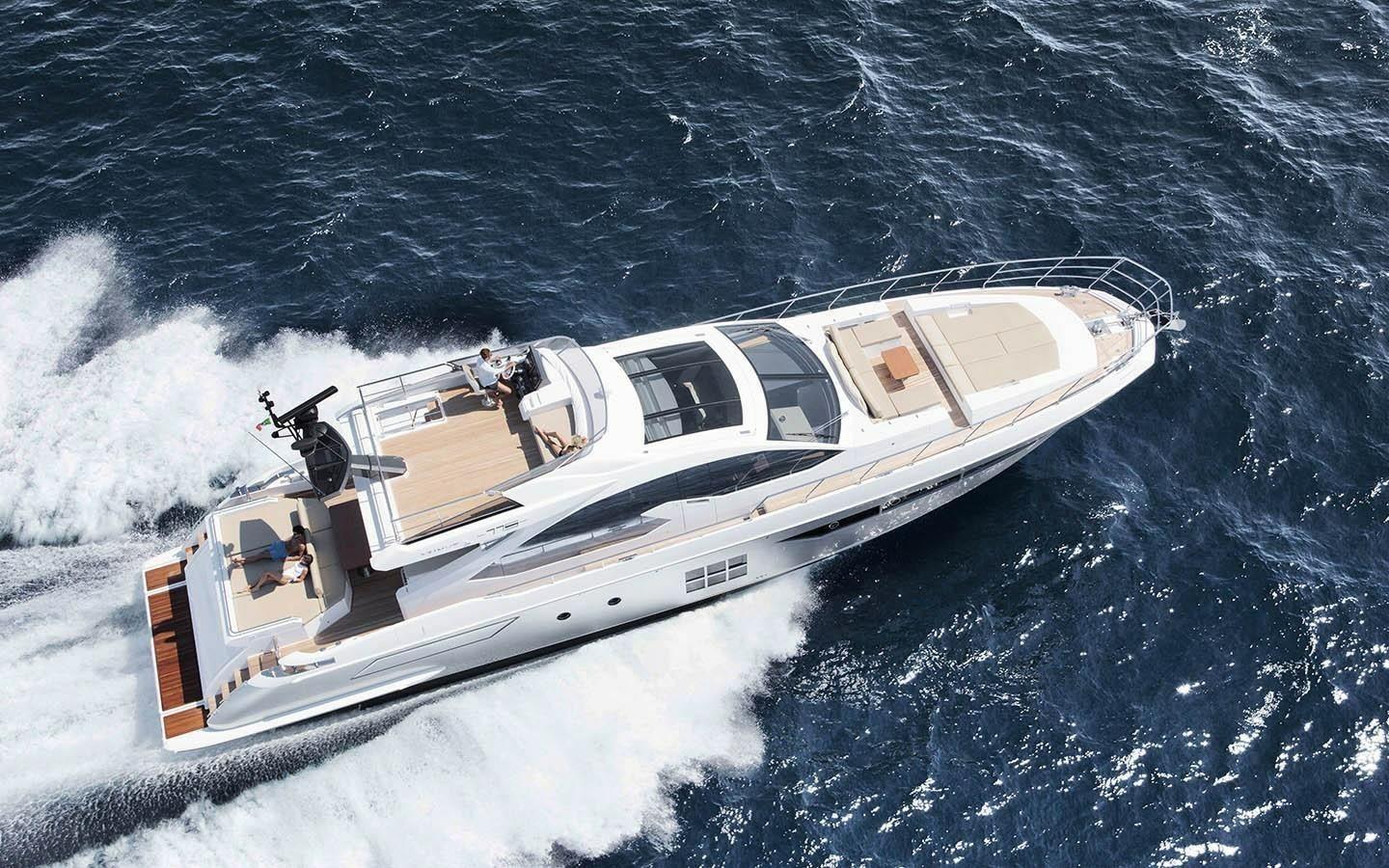 2019 Azimut 77S yacht cruising on open water.