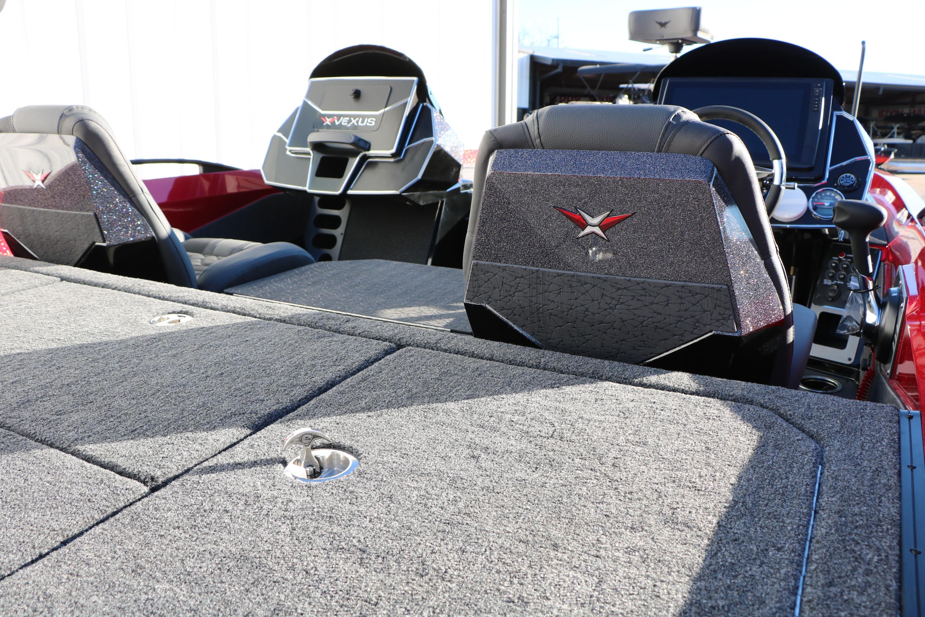2026 Vexus VXs21 boat interior with modern seating and dashboard design.