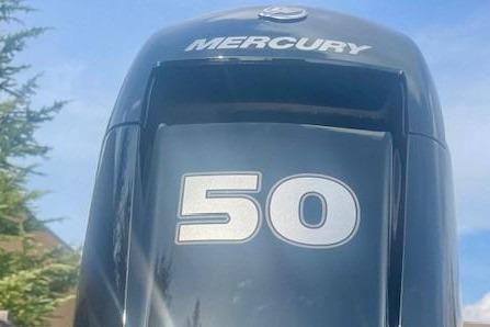 Mercury 50 horsepower outboard motor on 2026 Tracker Grizzly 1650 T Prairie Wings Edition.