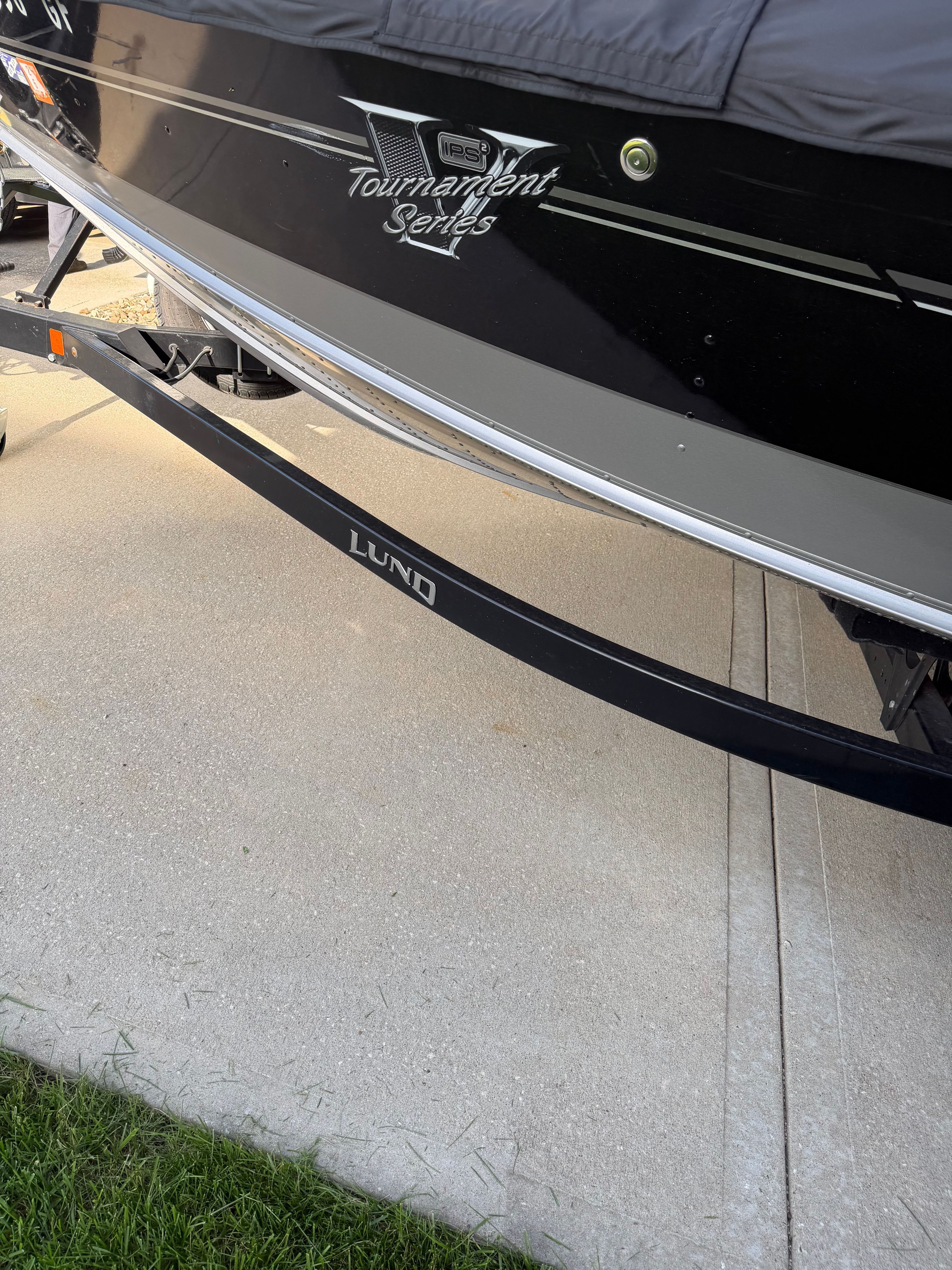 2017 Lund Pro V 1975 Deep V Tournament boat on trailer.