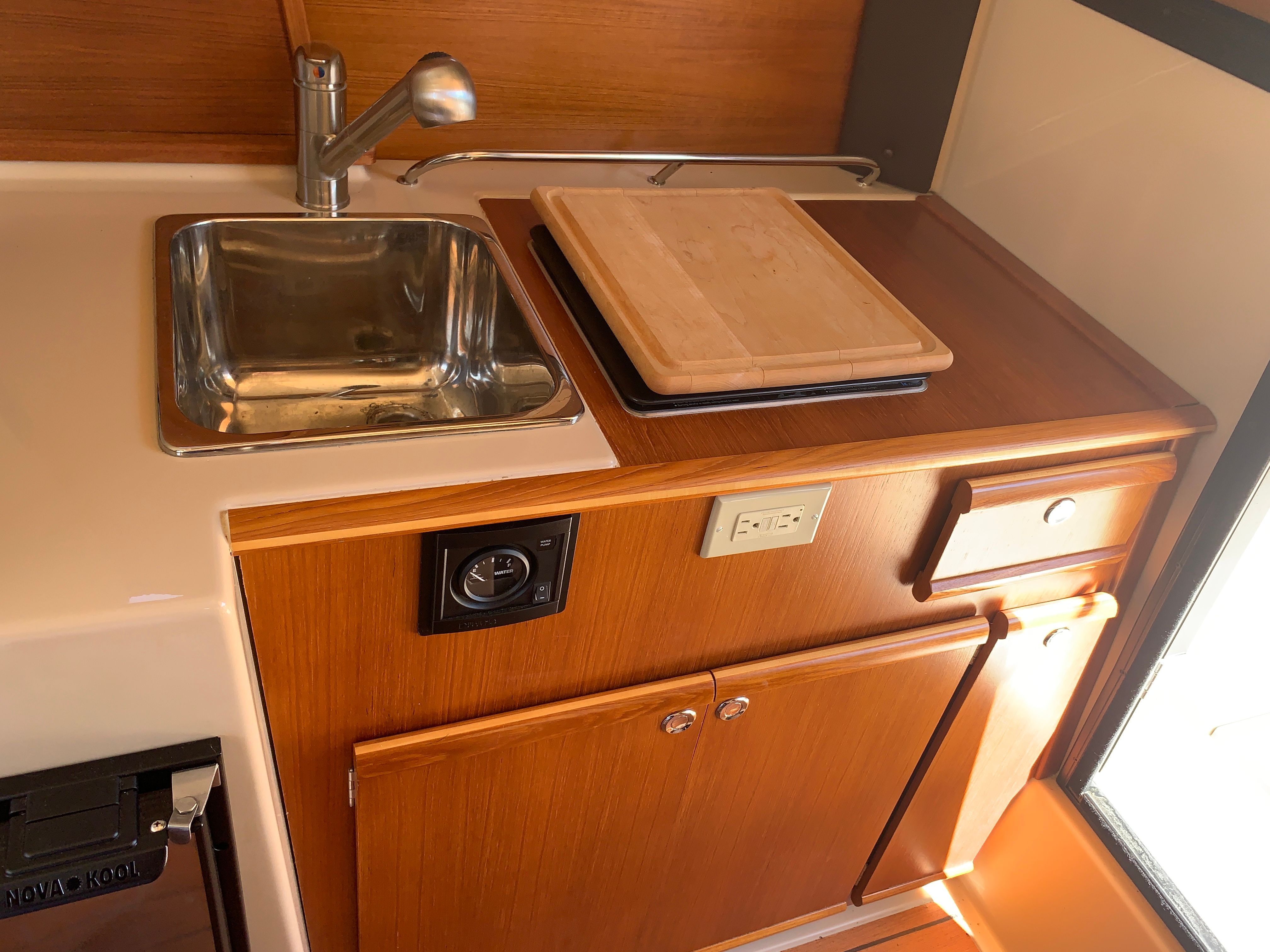 Kitchen area of Ranger Tugs R-23 yacht, 2018 model.