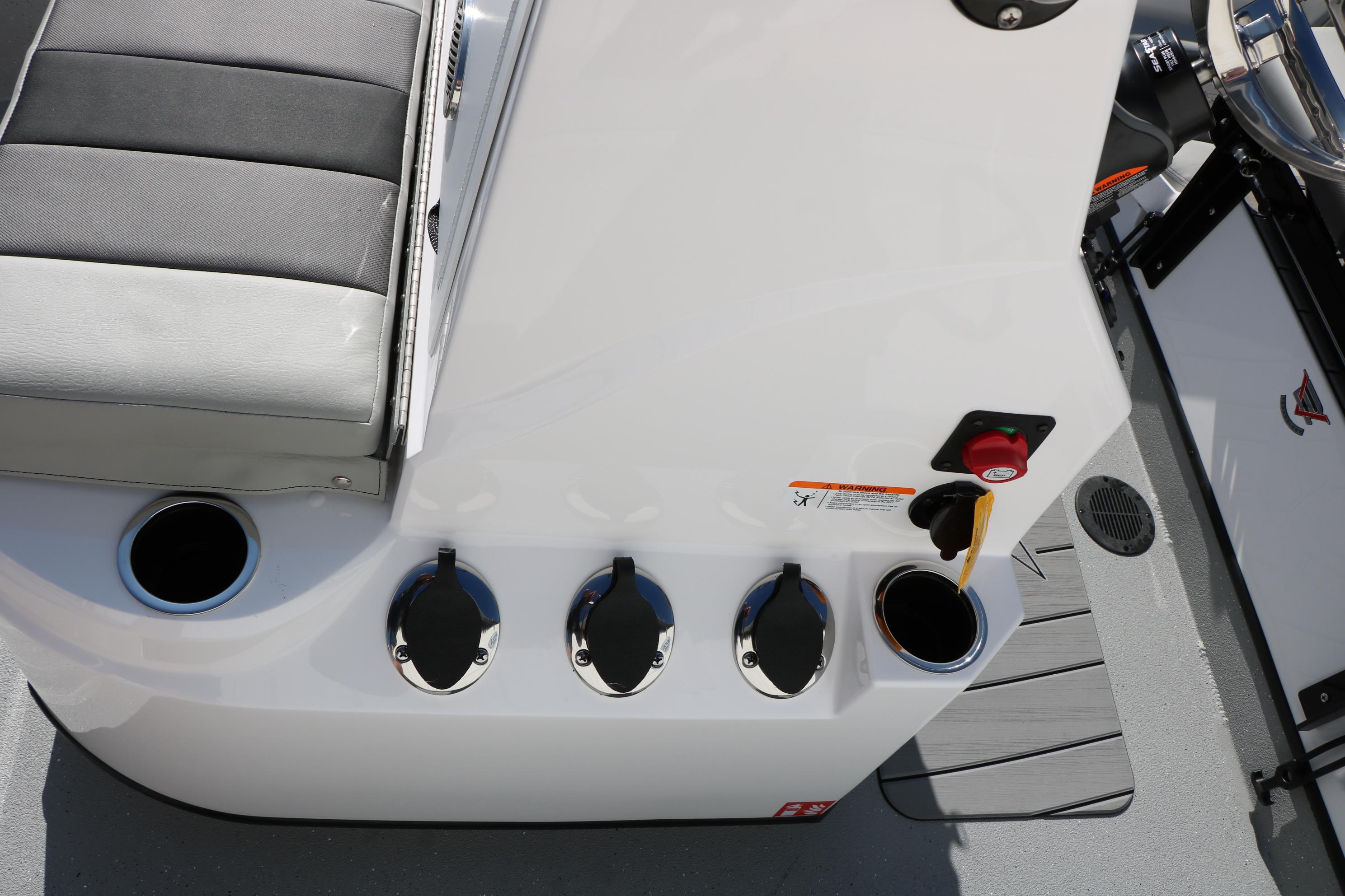 2026 Vexus ACX2000 boat interior with seating and control panel details.
