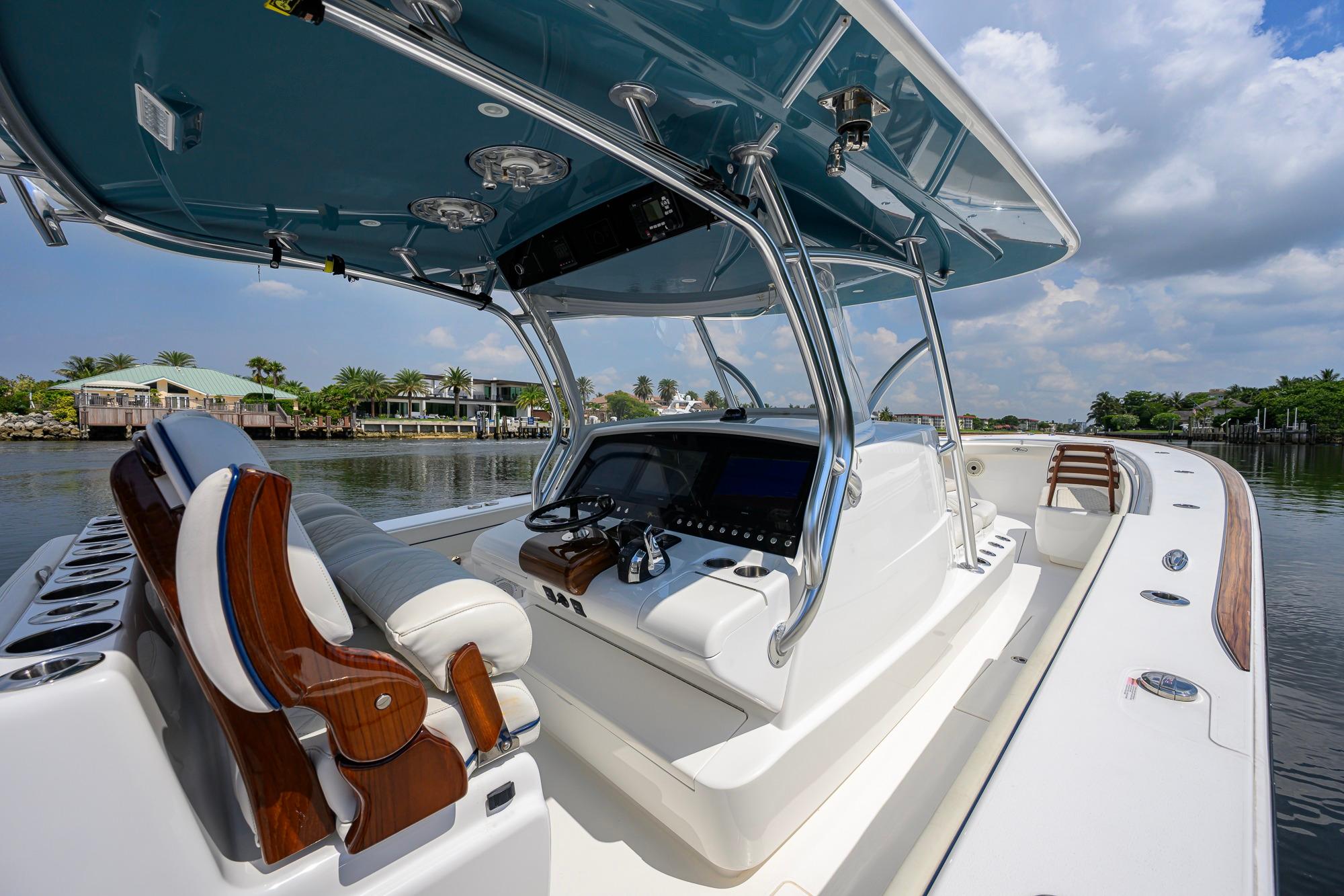 2020 Valhalla Boatworks V-41 center console with luxurious seating and advanced navigation system.