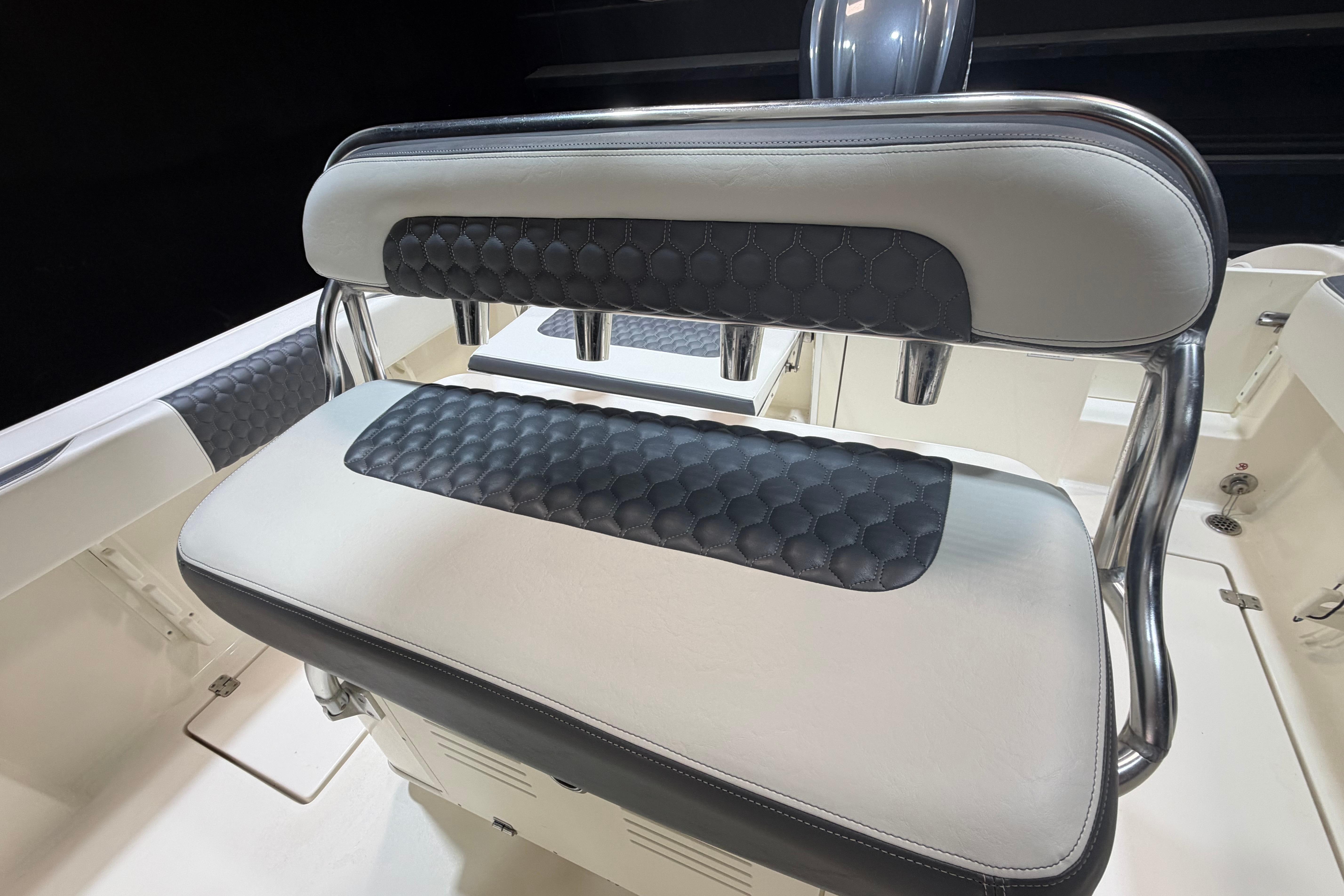 2023 Cobia 237 Center Console boat seat with sleek design and modern upholstery.