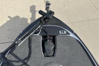 2026 Nitro Z17 boat deck with mounted equipment and textured flooring.