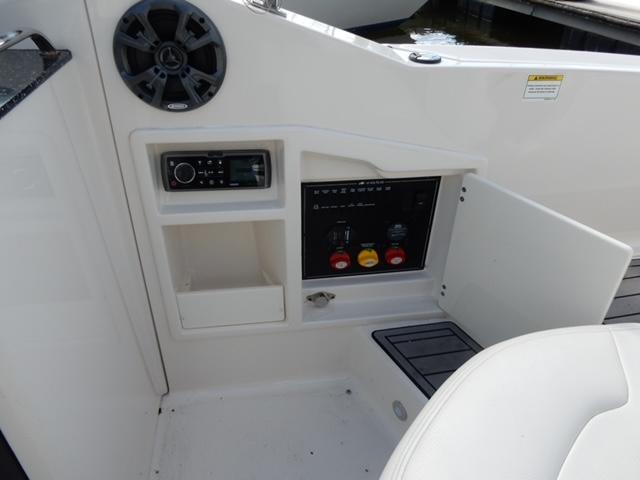 2014 Monterey 288 Super Sport boat interior with control panel and speaker.