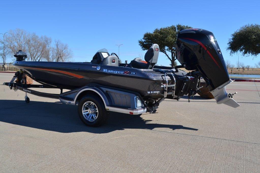 2025 Ranger Z518 Cup-Equipped boat on trailer, parked outdoors.