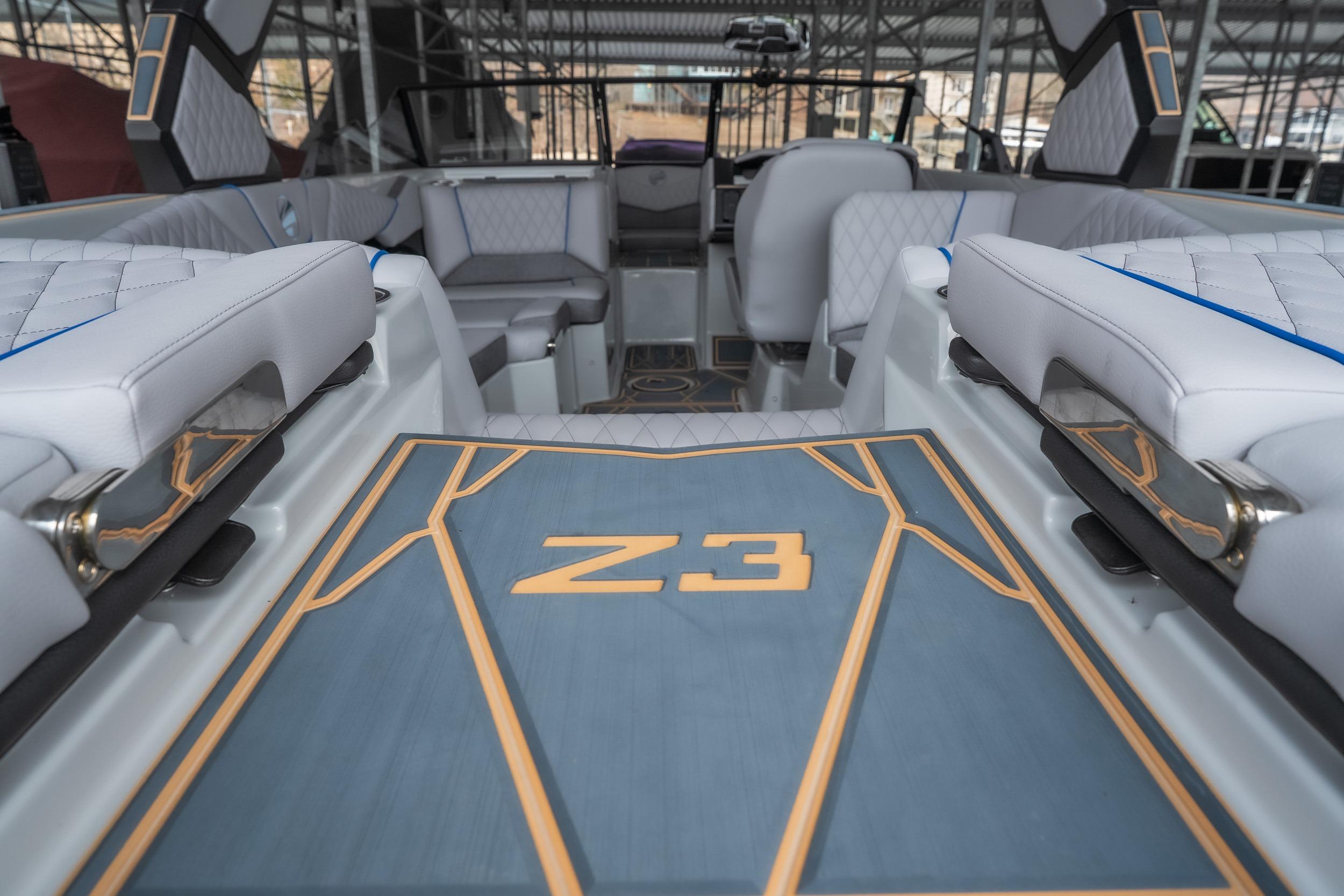 2026 Tigé Z3 boat interior with luxurious seating and modern design.