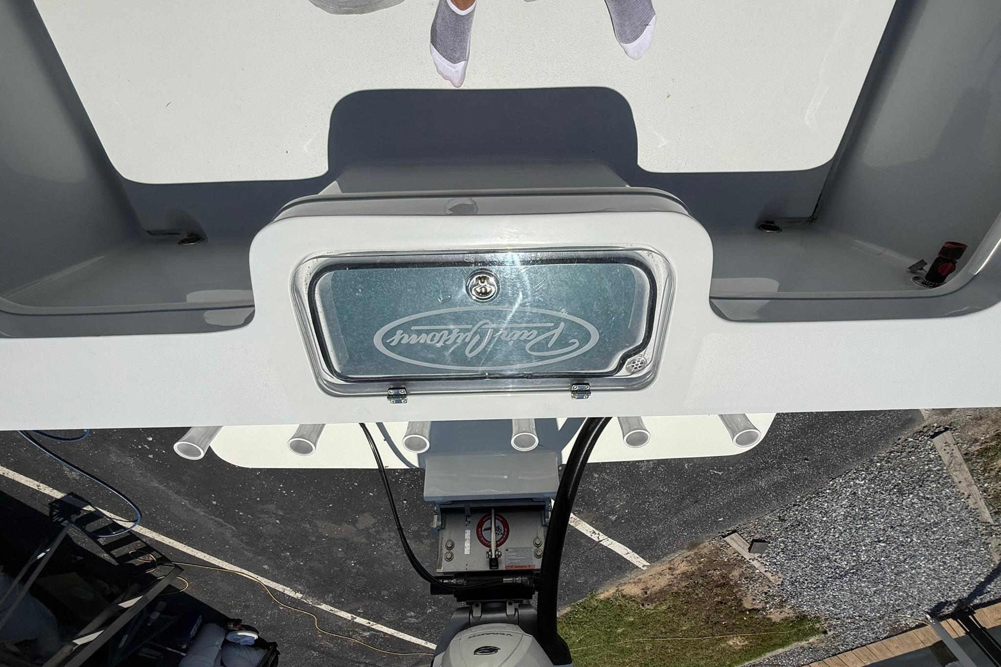 2024 Pair Customs 24 Center Console MV boat, top view of deck and storage compartment.