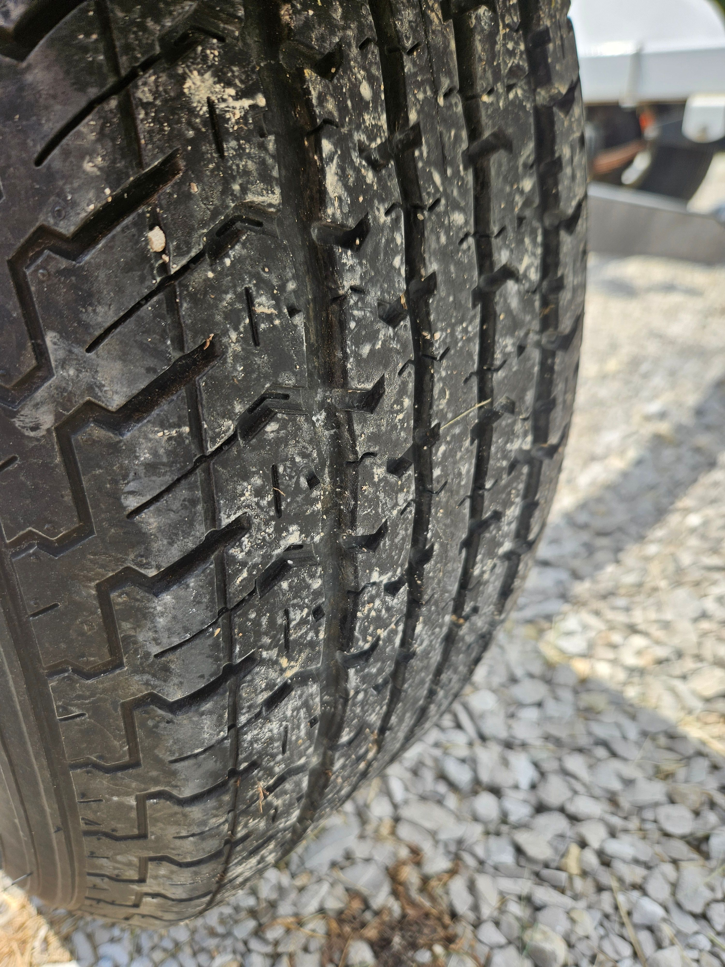 Close-up of a worn tire, Yacht Club model R2466TB, year 2010.