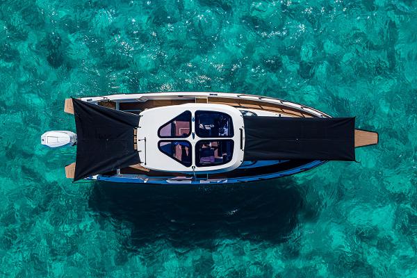 Manufacturer Provided Image: Aerial view of 2026 Navan S30 yacht on clear turquoise water.