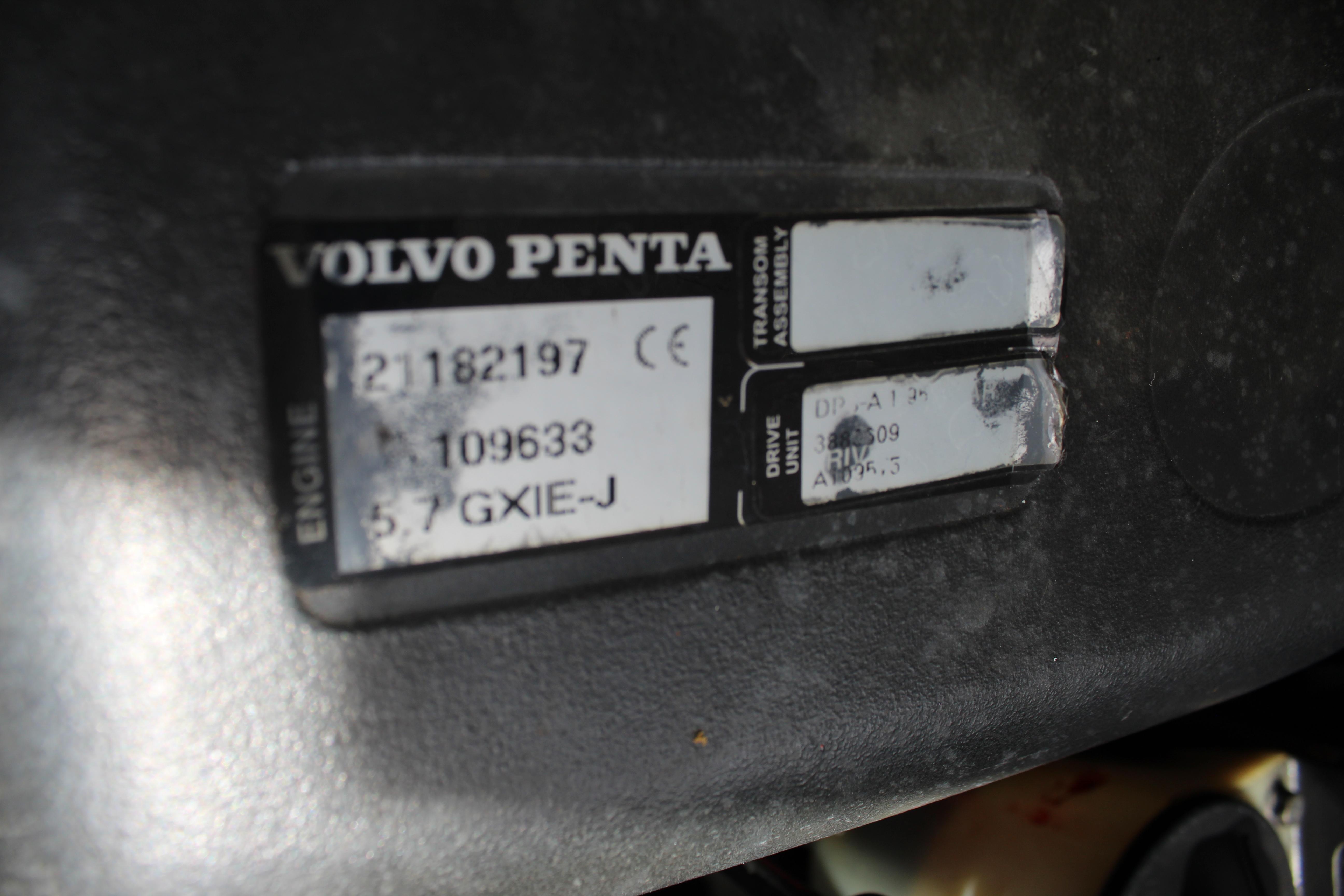 Volvo Penta engine plate on 2010 Chris-Craft Corsair 28.